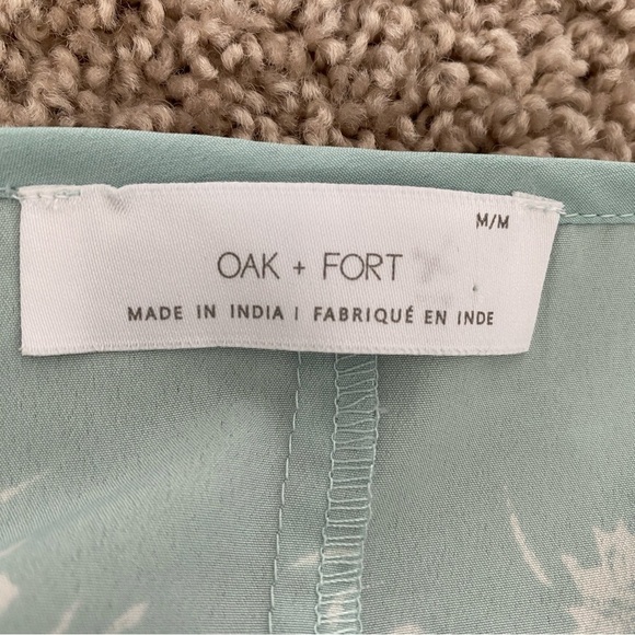 Oak + Fort Light Blue Floral Front Tie Long Dress Sz M Lightweight Pockets - Picture 7 of 11